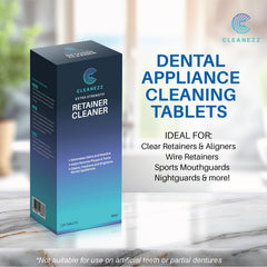 Tablet formula removes discoloration from dental appliances