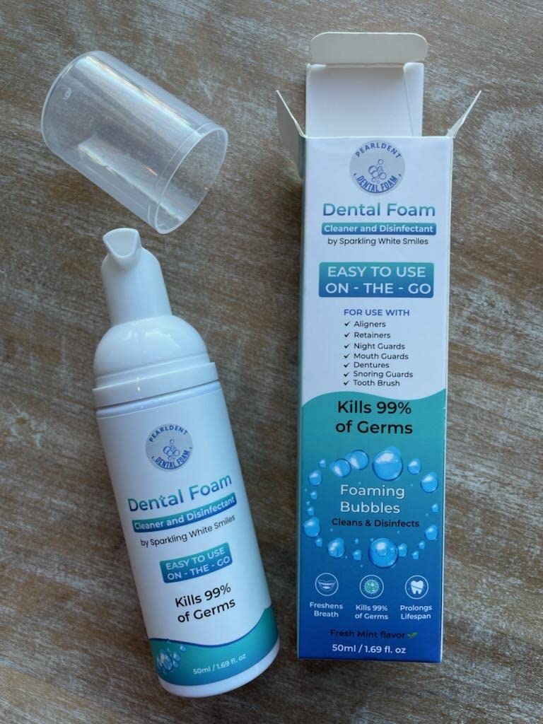 Mouth guards being cleaned with Pearldent Dental Foam