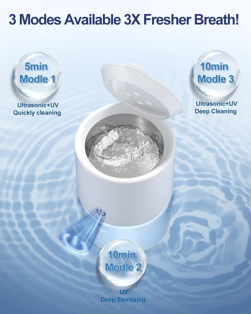 Cleans dental tools and jewelry with one-button operation