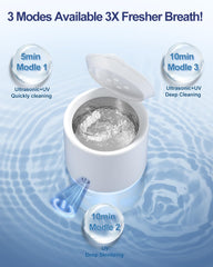 Cleans dental tools and jewelry with one-button operation