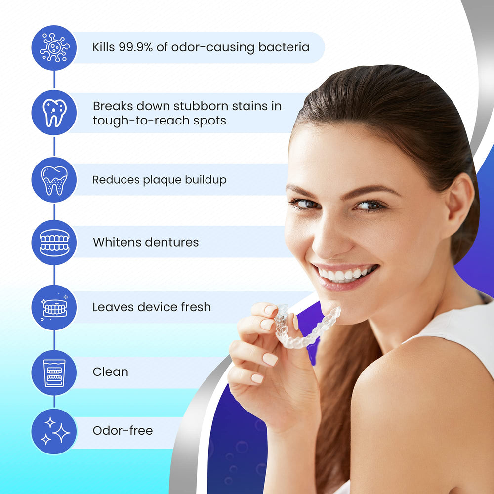 Cleaned clear aligners dentures and night guards after treatment