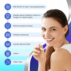 Cleaned clear aligners dentures and night guards after treatment