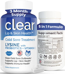Hero image: Clear Probiotics Lysine Cold Sore Treatment for Lips bottle