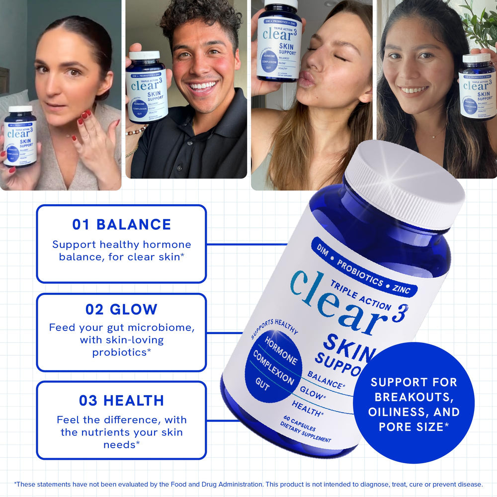 Label highlighting DIM, probiotics and zinc benefits on bottle