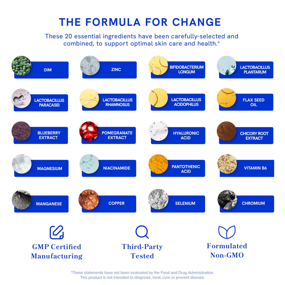 Nutrition highlights showing Hyaluronic Acid and Niacinamide on label