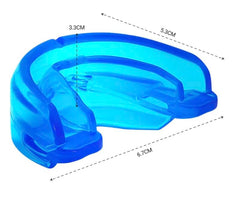 Product packaging and blue travel case for Clevona mouth guard