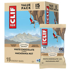 15-pack box of CLIF BAR White Chocolate Macadamia Nut flavor