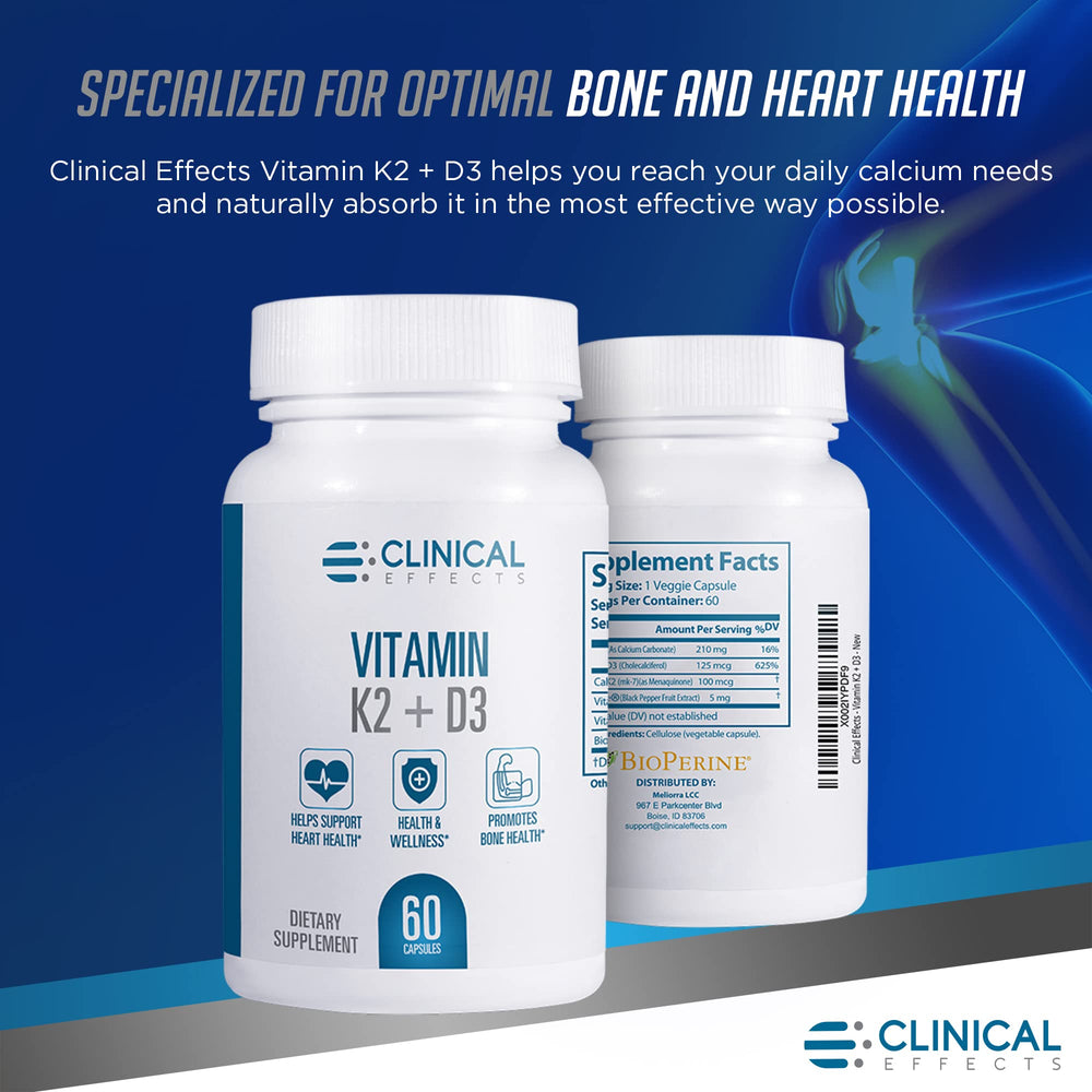 Graphic showing K2, D3, Bioperine and calcium ingredients