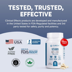 Supplement facts panel for Vitamin K2 + D3 with Calcium