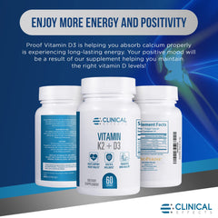 Three-pack of Clinical Effects Vitamin K2 + D3 bottles