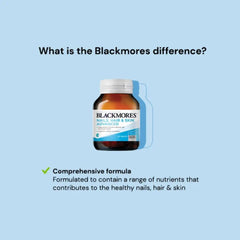 Close up of tablets from the Blackmores Nails Hair and Skin bottle