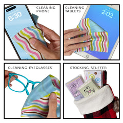 Pastel green geo-design microfiber cleaning cloth