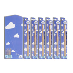 Cloud Brush pack of 6 biodegradable bamboo toothbrushes with light bamboo handle