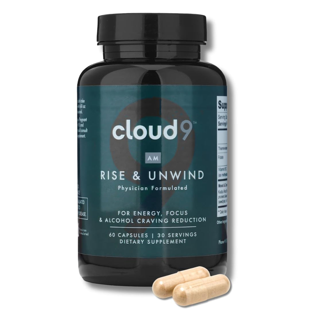 Front view of Cloud9 Rise & Unwind AM bottle