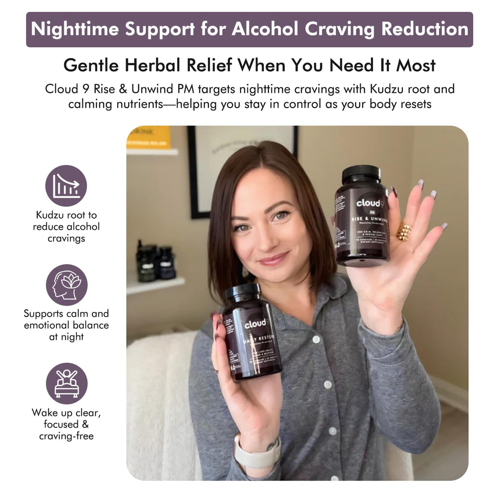 Magnesium and natural relaxation ingredients in Cloud9 Rise & Unwind PM