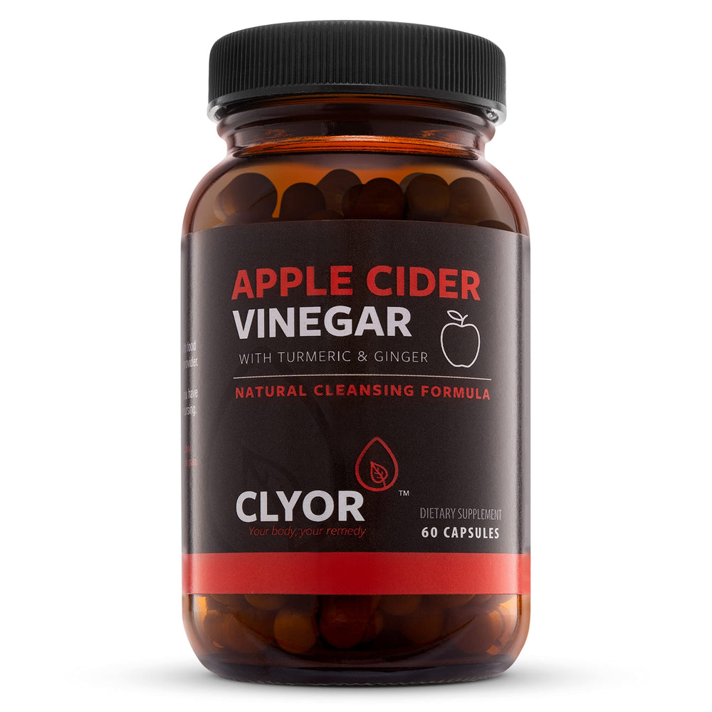 CLYOR bottle front view showing capsule count and organic label, convenient storage benefit