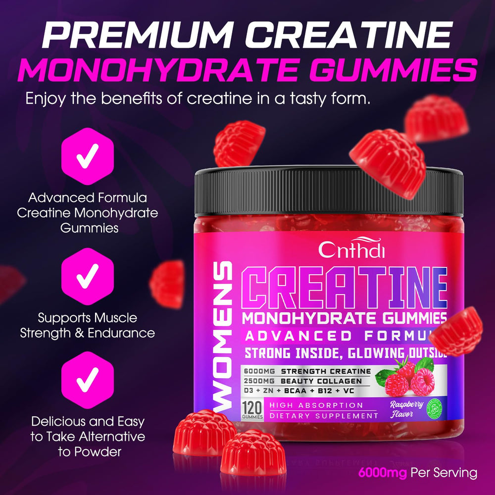 Close-up of raspberry-flavored creatine gummies