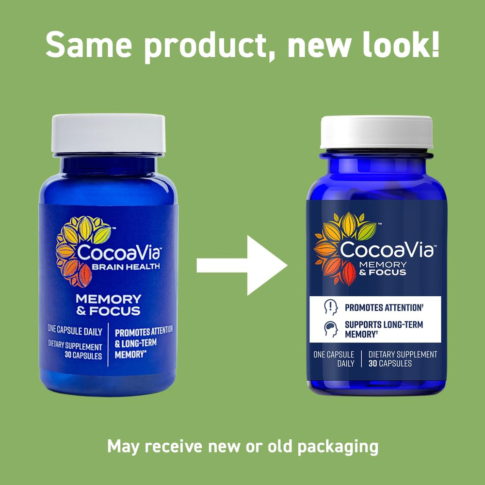 30-day supply label on CocoaVia Memory & Focus packaging