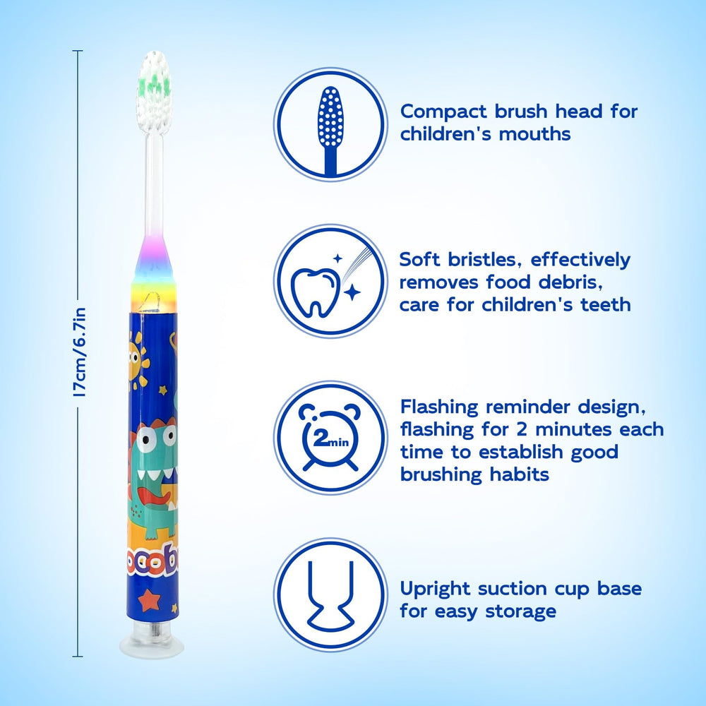 Two-pack COCOBURI kids toothbrushes with suction base