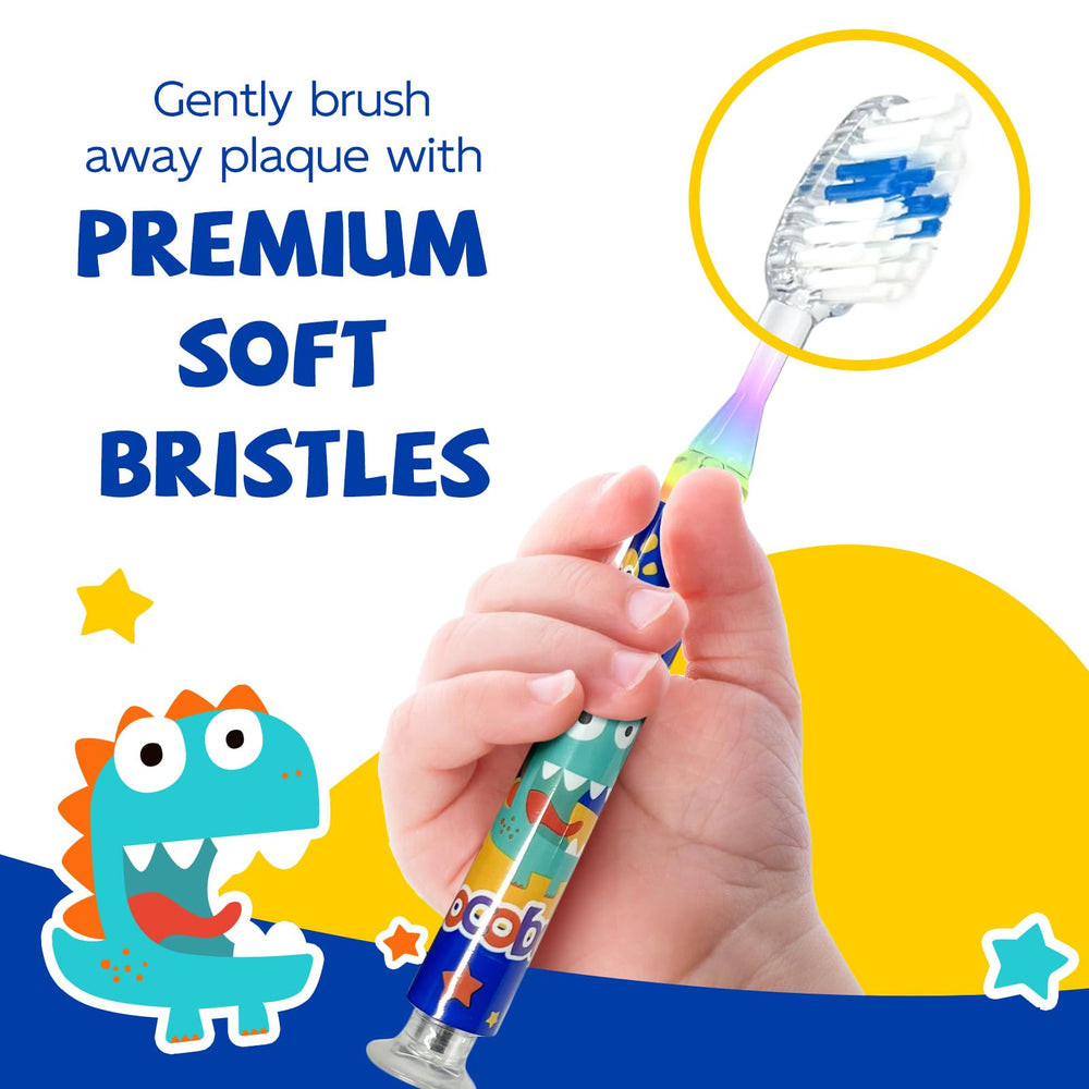 Toothbrush head showing LED light and 2-minute timer