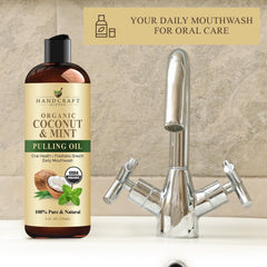 Coconut oil pulling for teeth and gums illustration