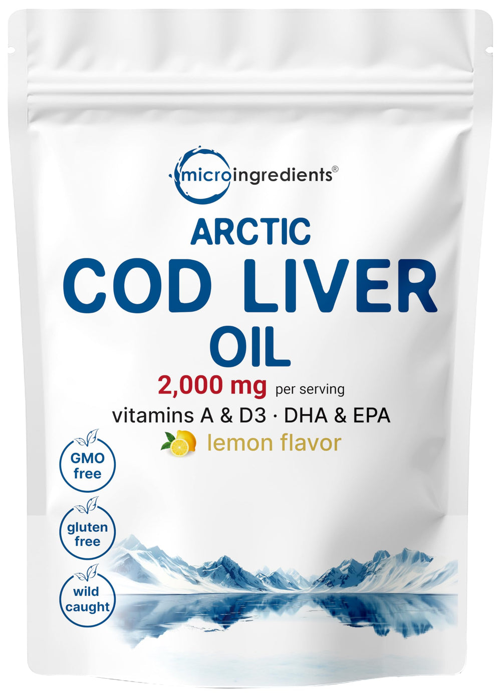 Cod Liver Oil 2,000mg per serving in burpless lemon softgels (360-count pouch)