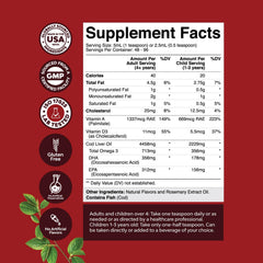 Two-pack bottle close-up of cod liver oil liquid