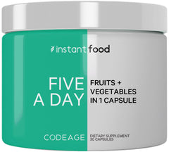 Codeage 5 a Day capsule symbolizing daily servings of fruits and vegetables