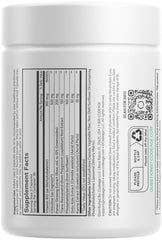 Close-up of bottle label and capsules