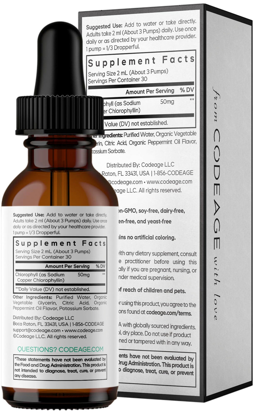 Bottle and dropper with peppermint flavor indication