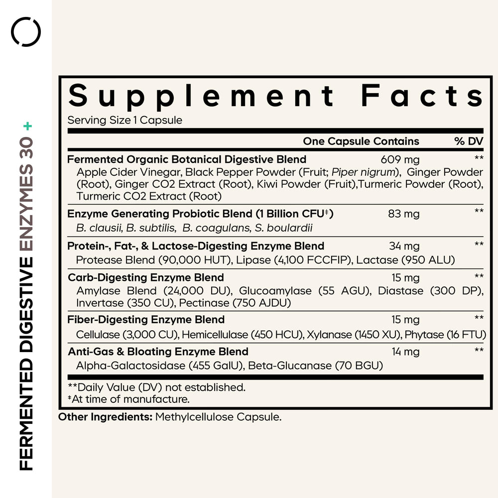 Close-up of digestive enzymes capsule