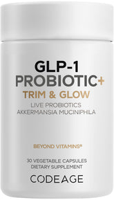 Front view of Codeage GLP-1 Probiotic+ bottle