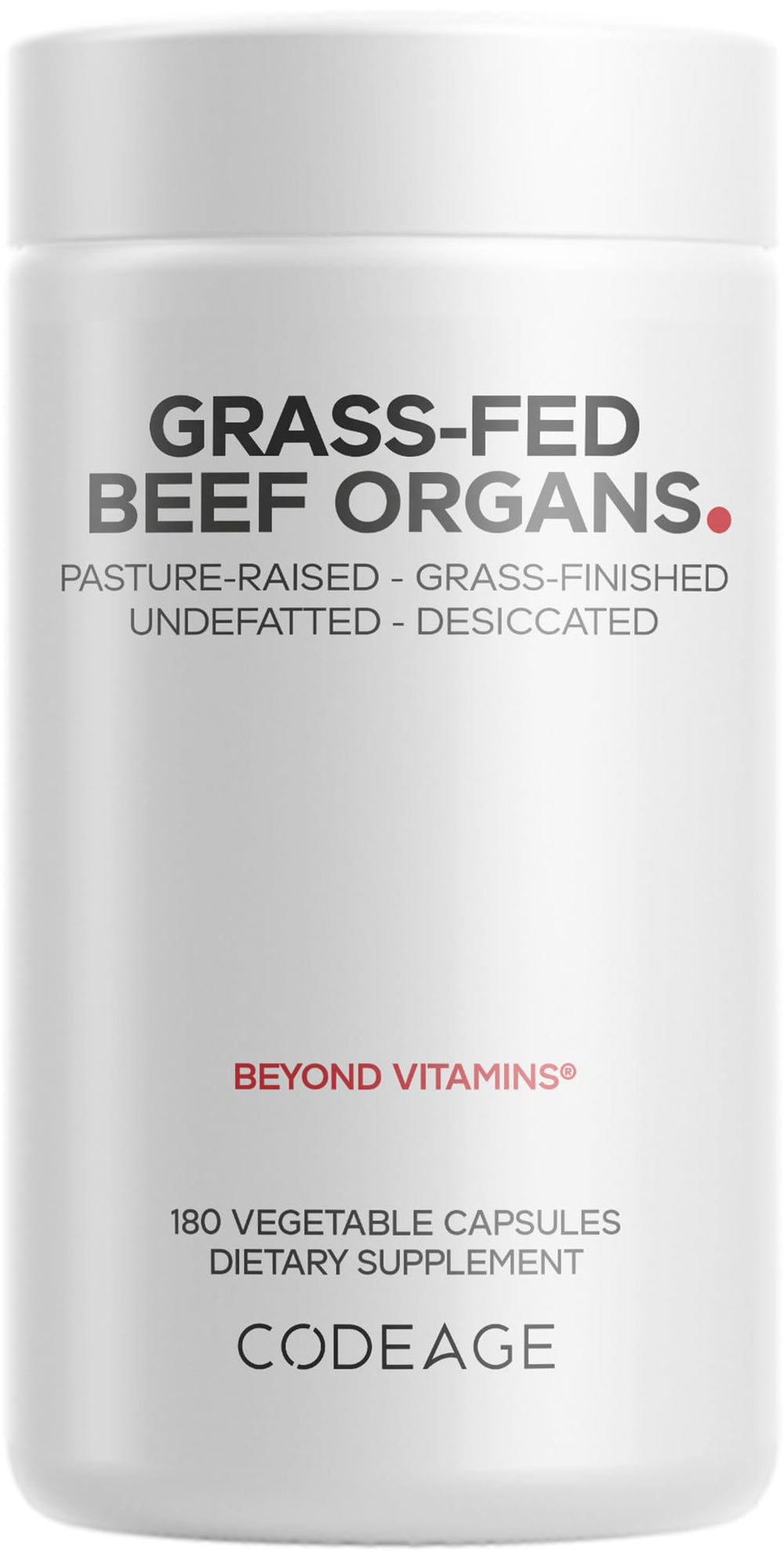 Codeage Grass-Fed Beef Organs Supplement bottle – front view