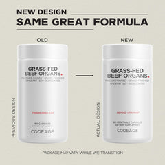 Label highlighting 1,500 mg per serving of grass-fed organs