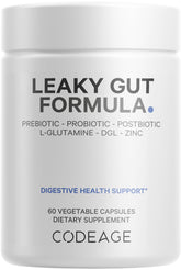 Bottle of Codeage Leaky Gut Supplement with 60 vegan capsules