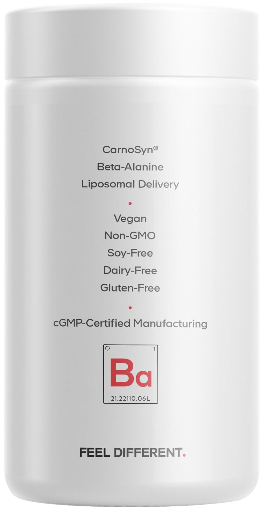 Codeage Liposomal Beta-Alanine vegan and allergen-free profile highlighted.