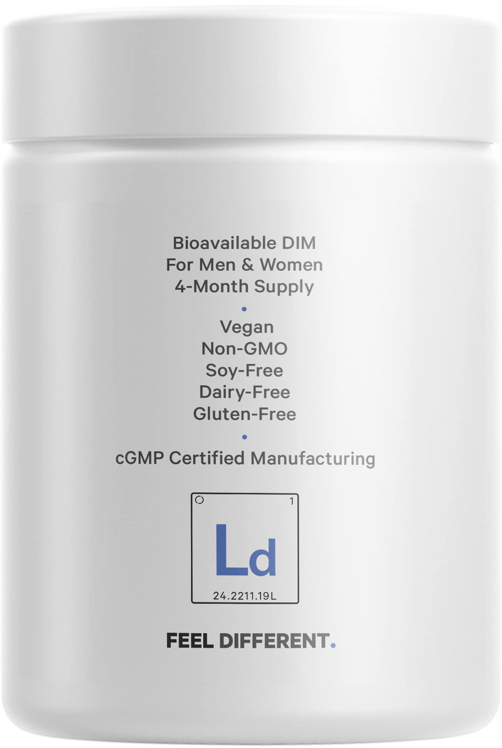Packaging and product information label for Codeage Liposomal DIM