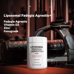Close-up of 600mg Fadogia Agrestis capsules in bottle