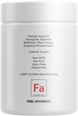Supplement facts panel showing 600mg Fadogia Agrestis per serving
