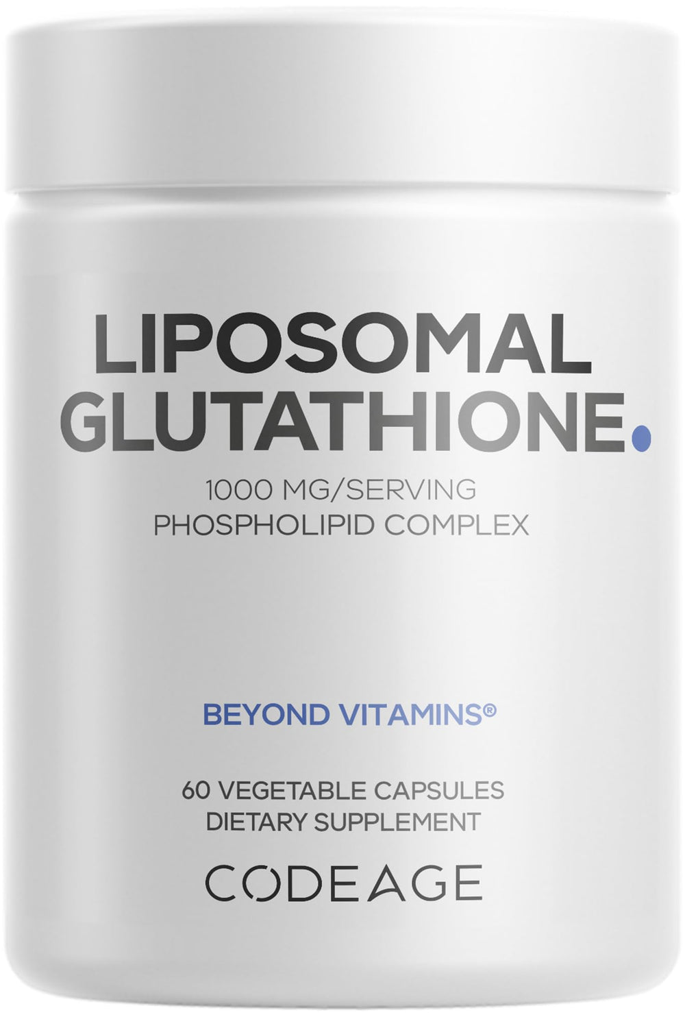 Front view of Codeage Liposomal Glutathione 1000 mg bottle