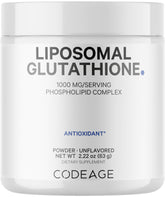Codeage Liposomal Glutathione Powder bottle showing 2-month supply and 2.22 oz