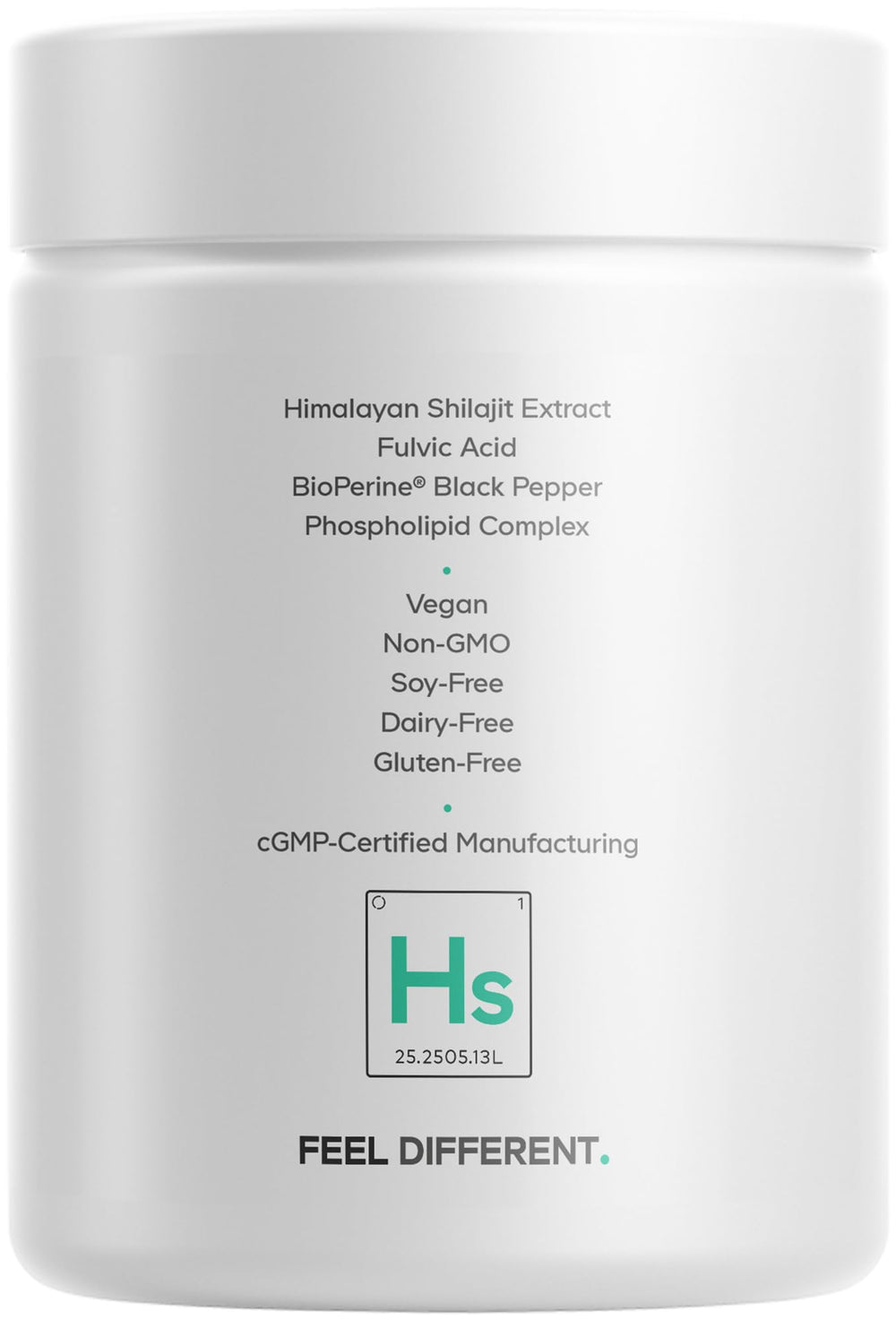 Back of Codeage Liposomal Himalayan Shilajit+ bottle with supplement facts