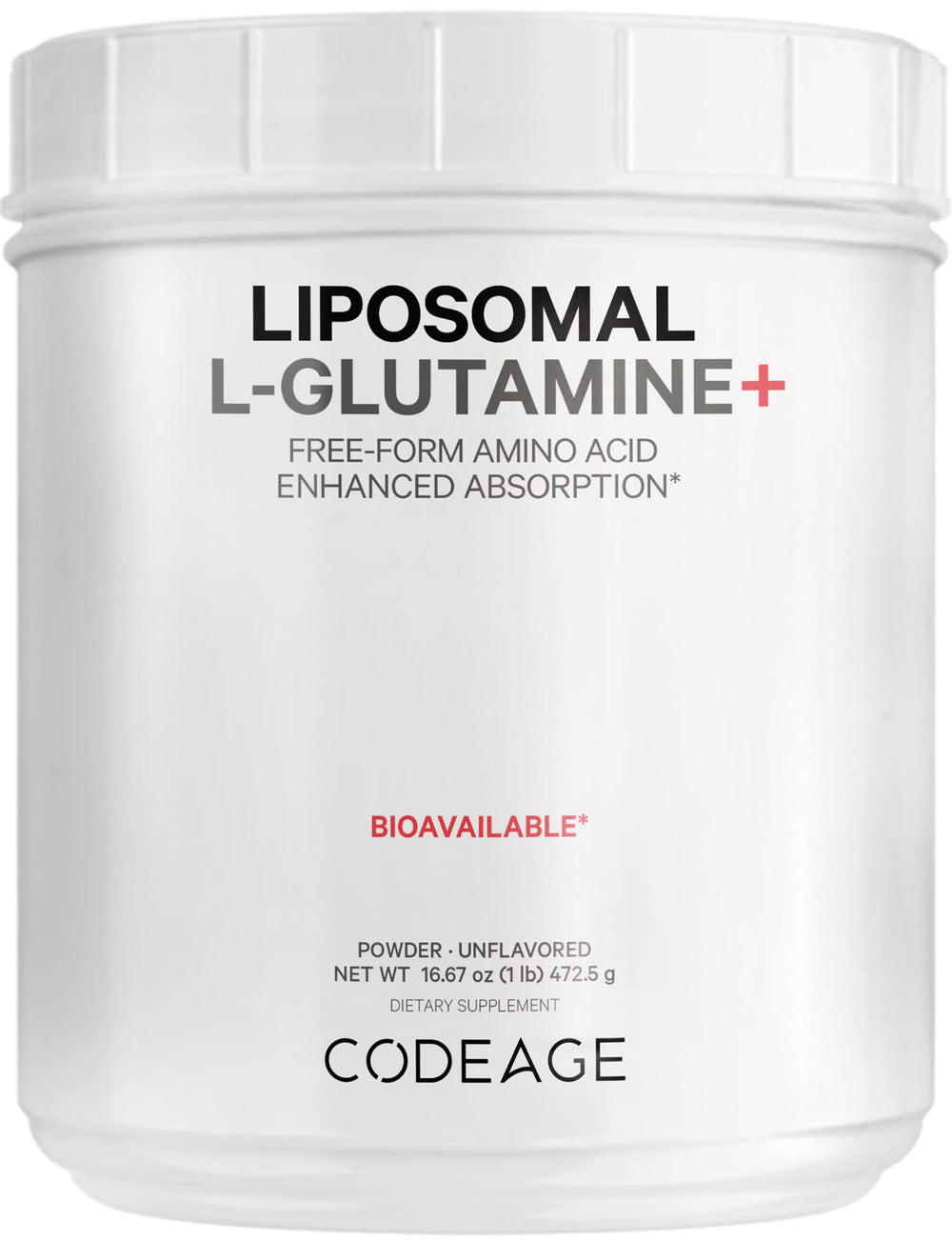 Codeage Liposomal L-Glutamine Powder container with label