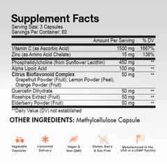 Liposomal Vitamin C formulation with phospholipid complex and sunflower oil