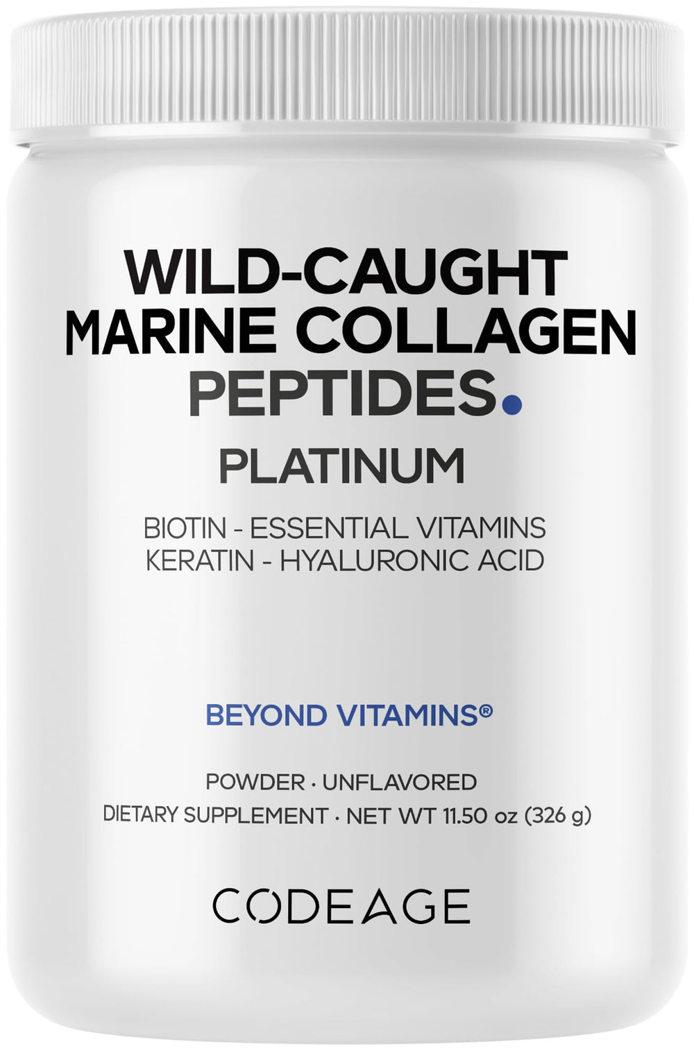 Bottle of Codeage Marine Collagen Platinum with label