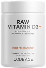 Codeage Raw Vitamin D3+ 5000 IU bottle with 60 capsules