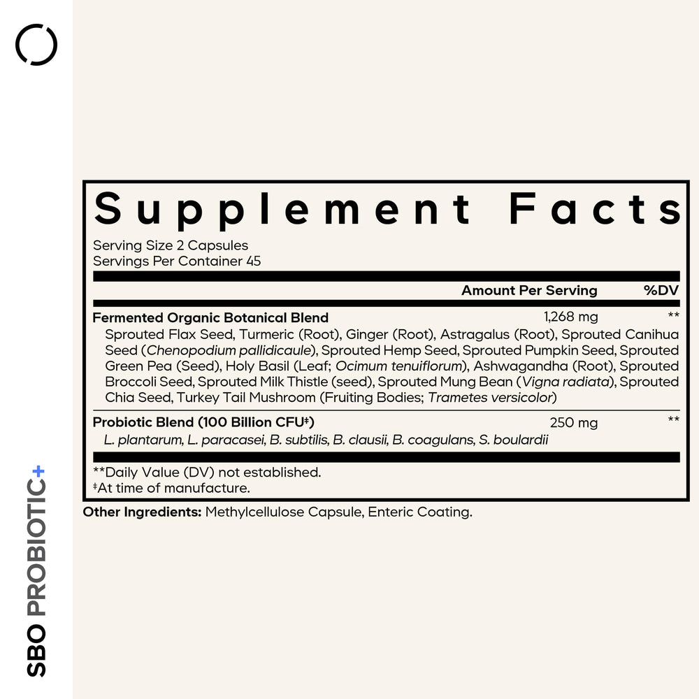 Label close-up showing Codeage SBO Probiotics 100B CFUs