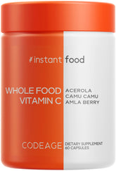Codeage Instantfood Whole Food Vitamin C blend with acerola cherry, camu camu, amla berry, and rose hips.