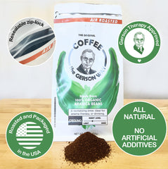 Air roasting process of The Gerson Way coffee in motion