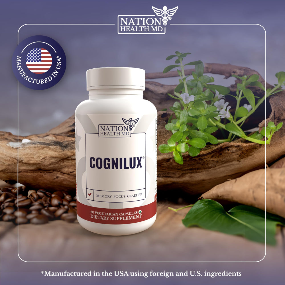 Close-up of Cognilux supplement facts panel